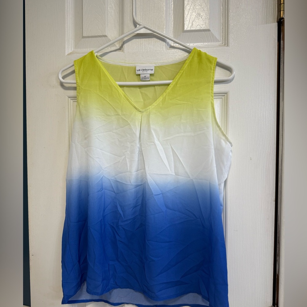 Liz Claiborne Vivid Yellow and Blue Ombre Tank Top